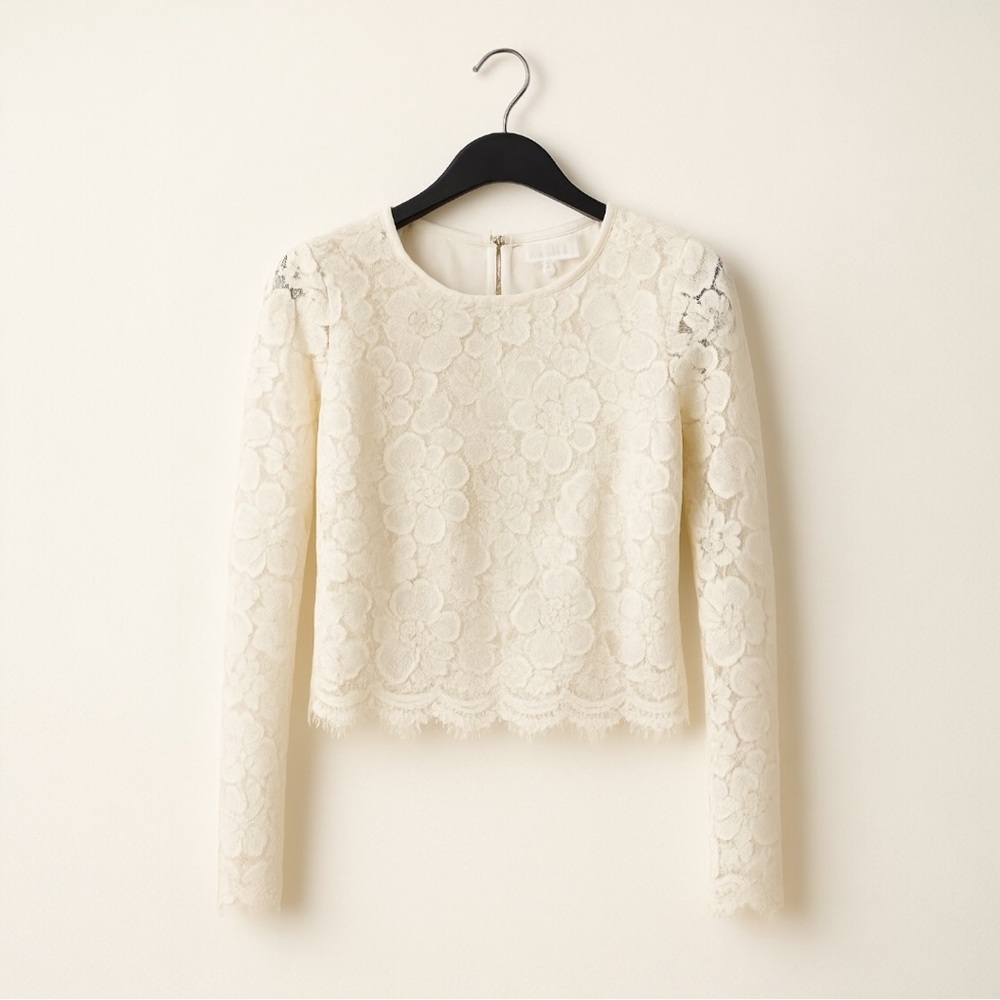 Wayf Elegant Cream Lace Top